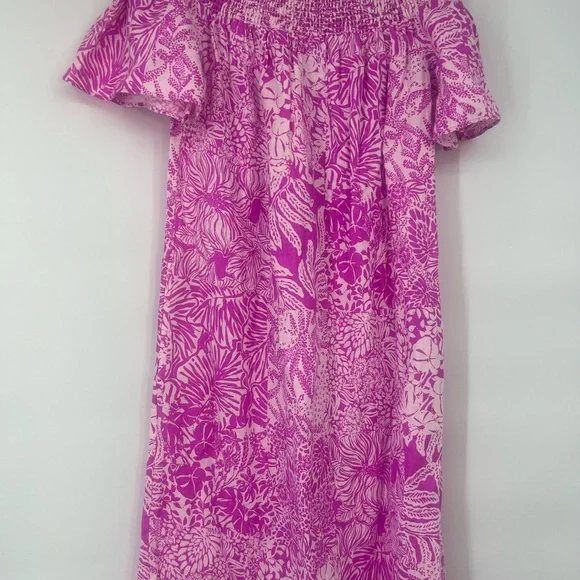 NWT LILLY PULITZER ISBELL OFF-THE-SHOULDER DRESS LINEN Retail $228 NWT - Picture 4 of 5